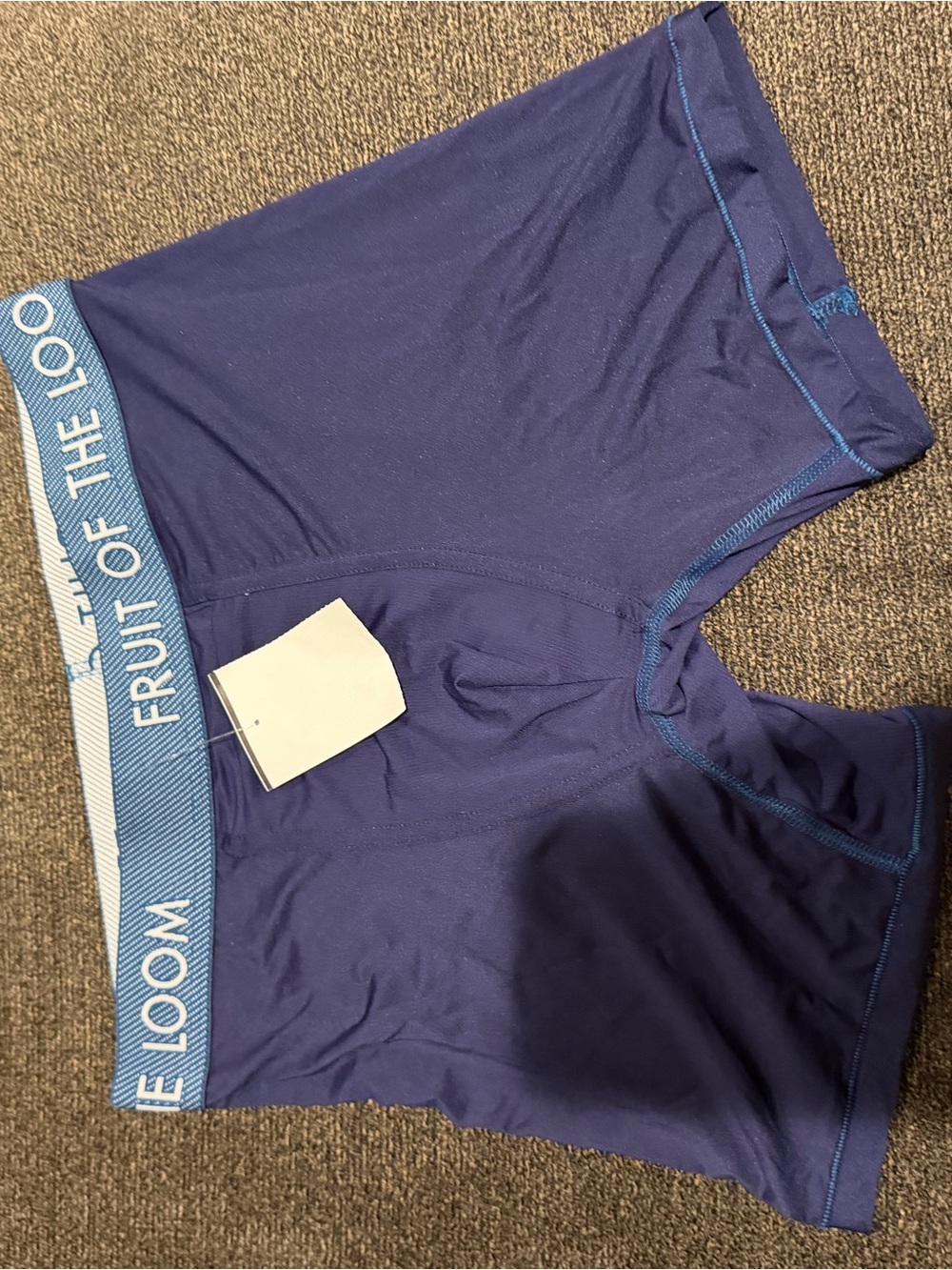 Fruit of the Loom Men's Navy Boxer Briefs with Light Blue Waistband